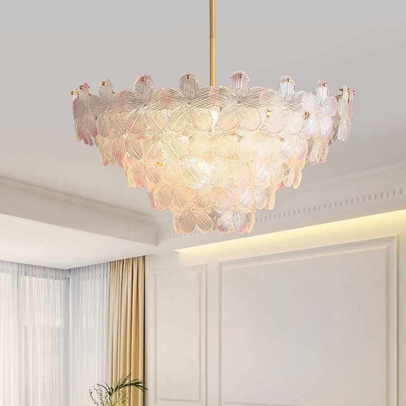 法式全铜吊灯轻奢客厅q卧室餐厅主灯女孩房花朵花瓣温馨浪漫主卧