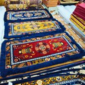 新中式 藏族地毯羊绒沙发垫加厚民族风地毯蓝色毛绒边加厚毛毯藏式