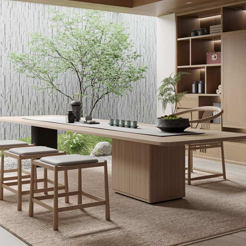 新中式茶桌椅g组合禅意实木功夫茶台家用阳台小型茶几办公桌泡茶