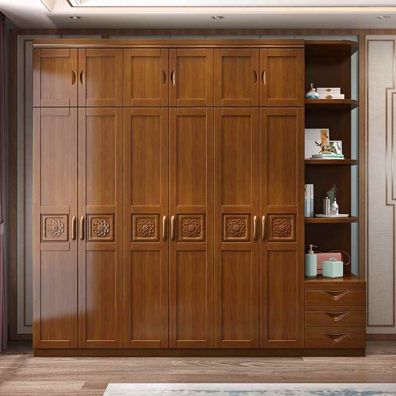 实木衣柜原木g实木对开门现代简约家用卧室小户型收纳衣柜大衣橱