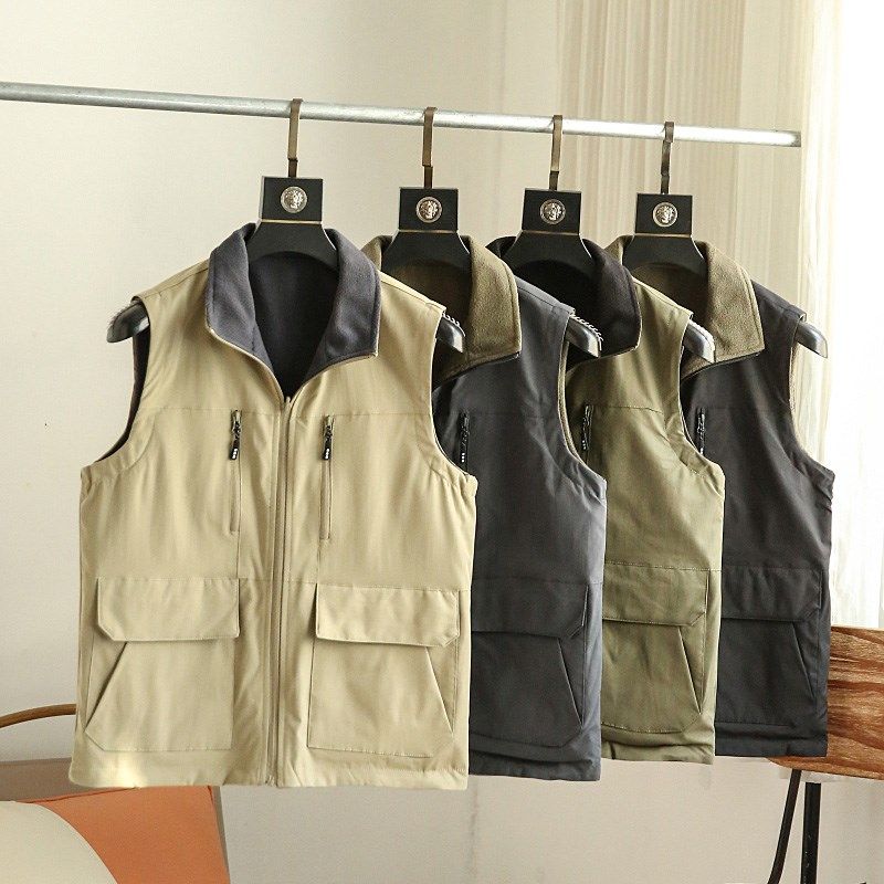 秋冬新款户外双面穿马夹男士立领摇粒绒多口袋工装休闲马甲外套潮,男装,常规马甲,淘宝优惠券,粉丝福利购,淘宝优惠卷