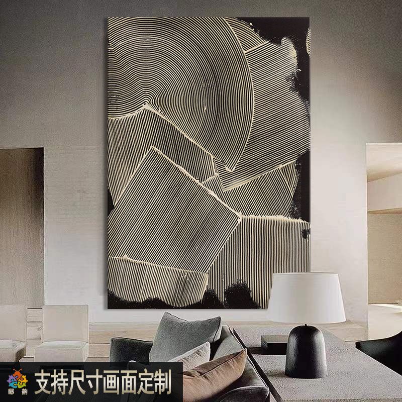 侘寂风无框装饰画定制定做肌理感民宿酒店壁画现代客厅油画布挂画