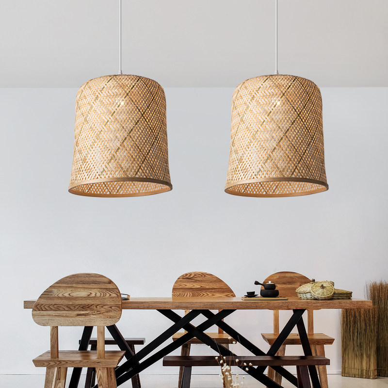 禅意竹编吊灯新中式竹灯灯笼酒店茶楼梯饭店日式藤艺编织灯罩灯具