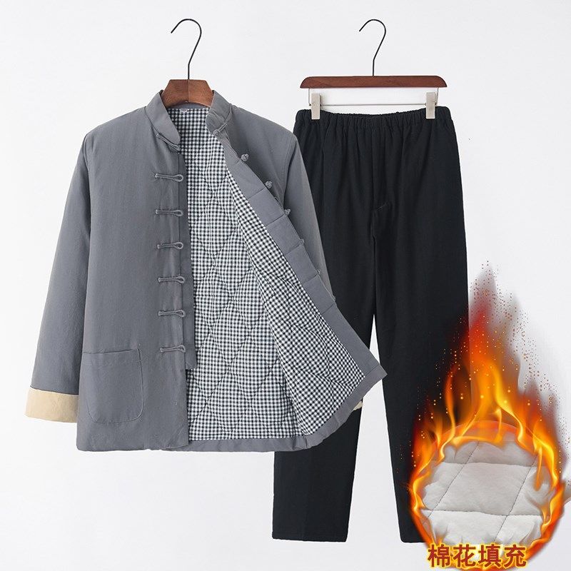 纯棉棉袄棉裤套装唐装男中式爸爸汉服中老年人爷爷外穿棉衣中山装,男装,唐装,淘宝优惠券,粉丝福利购,淘宝优惠卷