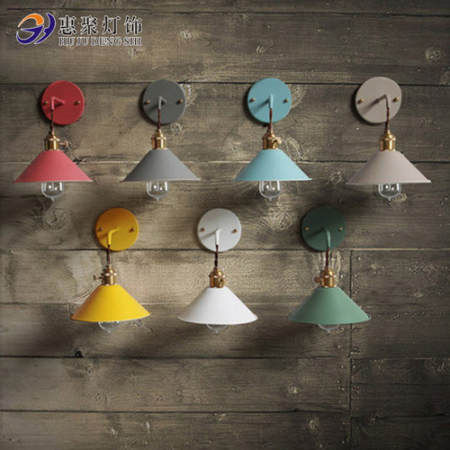 北欧彩色复古简易灯具创意卧室壁灯走廊过道楼P梯墙壁灯简约客厅