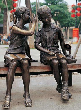 校园读书小孩铜雕座椅人物城市户外景观装饰广场小品艺术雕塑摆件