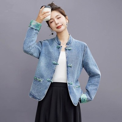 大连欧货中国风女装牛仔外套女2025新款爆款春秋款新中式短款上衣