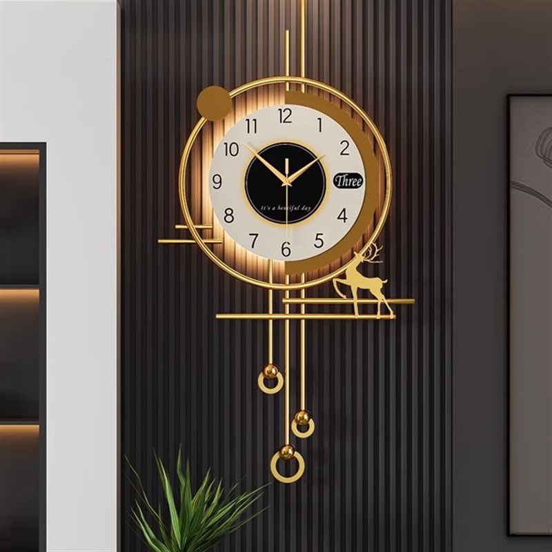 2024新款餐厅网红钟表挂钟现代简约客厅家用时钟挂墙卧室静音挂表