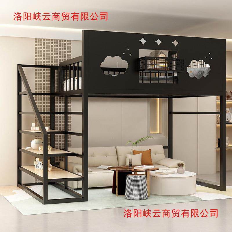 铁艺高架床上下铺双层床公寓上床下空加厚高低子母铁架床小户型
