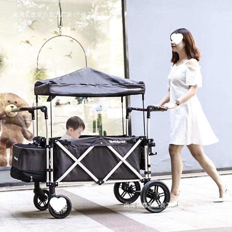 户外营地车婴儿双胞胎手推拉车折叠便携野营拖车拉购物家用可折叠
