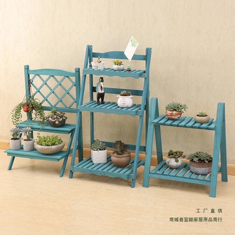 置物架多层实木质折叠防腐客厅阳台室内阶梯花盆花架新品