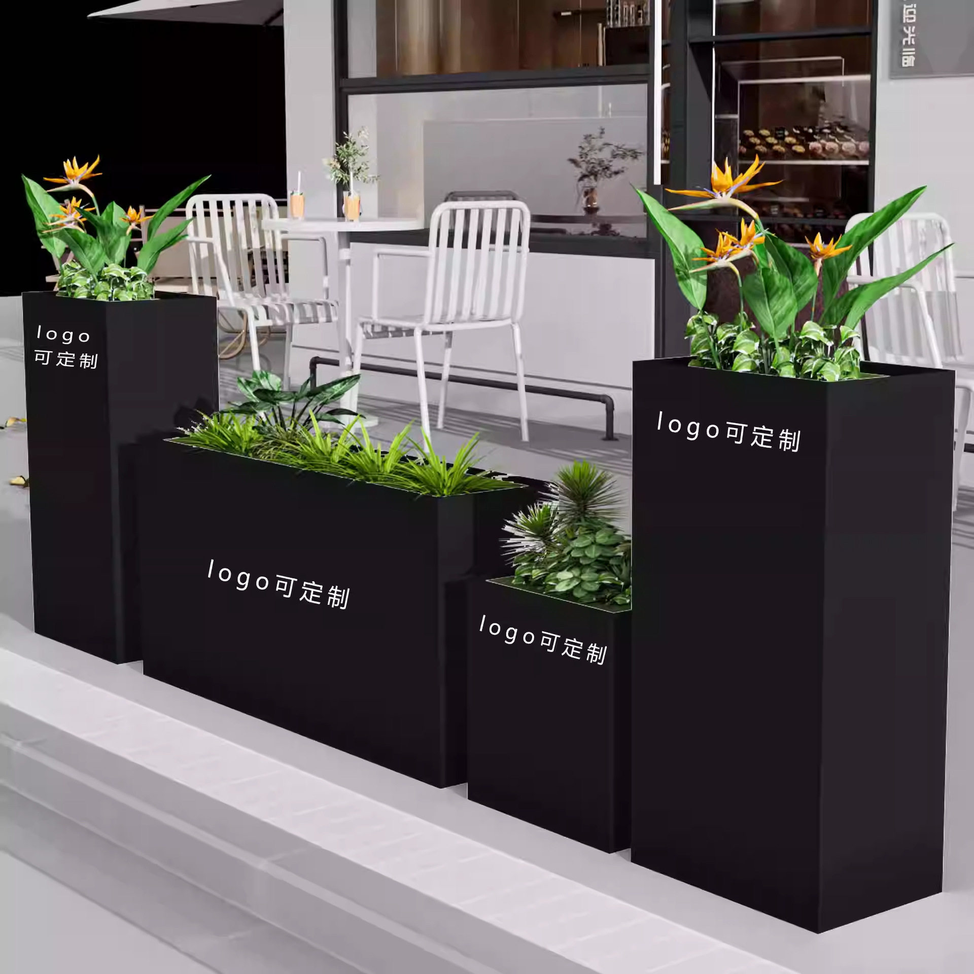 户外铁艺花箱不锈钢售楼部绿植隔断花坛花槽花盆可移动花池长方形