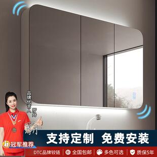 新款实木圆角浴室镜柜单独卫生间挂墙式智能镜柜带灯壁挂镜箱