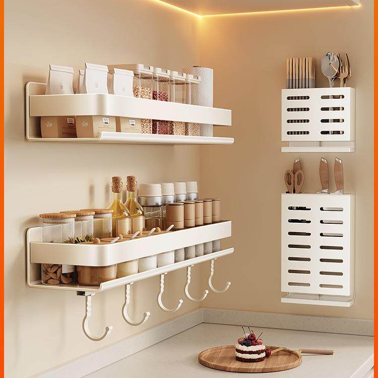 新款厨房置物架不锈钢调味料品罐收纳架子墙上多功能壁挂式调料架