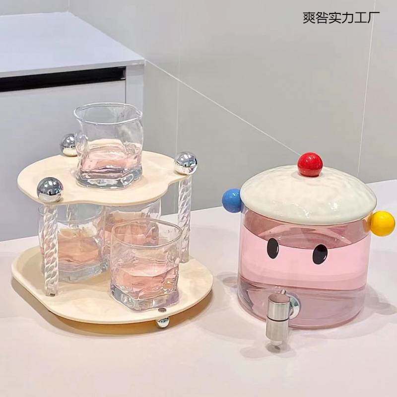 玻璃耐高温冷水壶带龙头水壶套装大容量家用夏季凉水壶饮料冰块桶