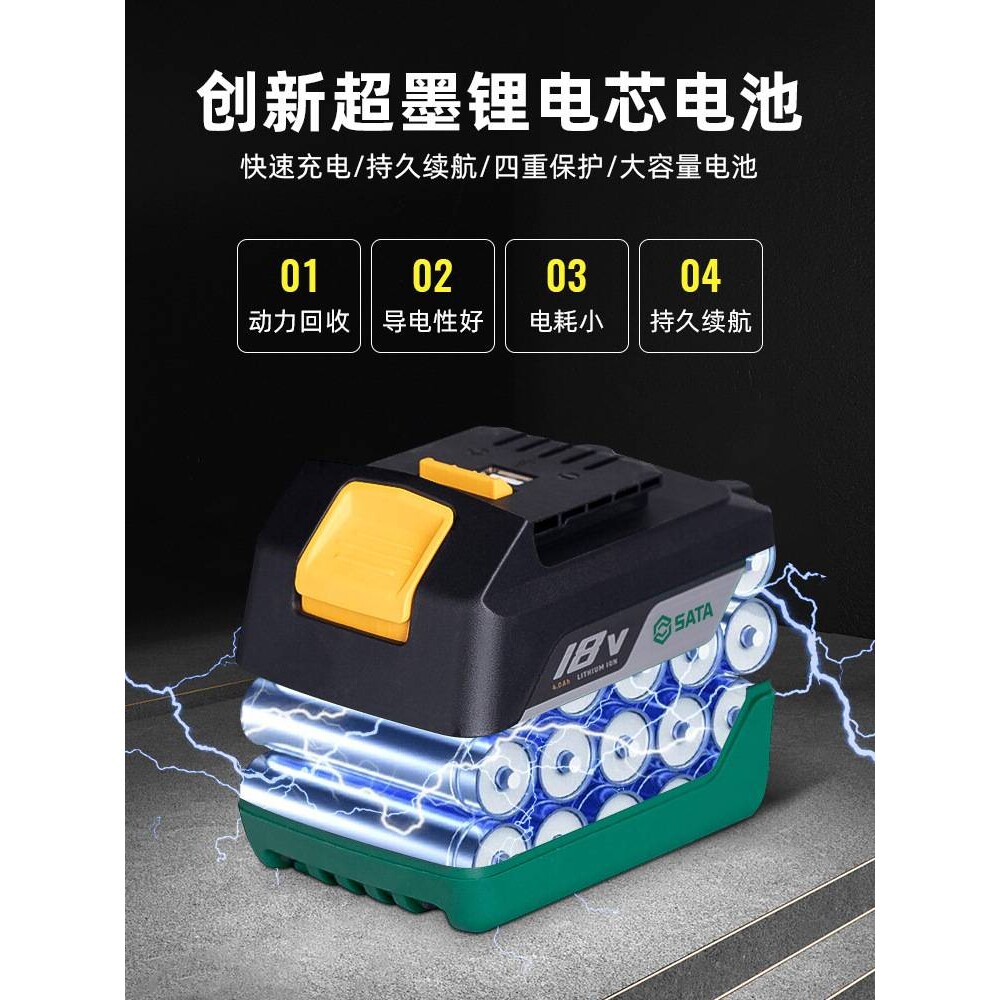 世达电动扳手重型汽修工具无刷大扭力套筒电风炮锂电充电冲击扳手