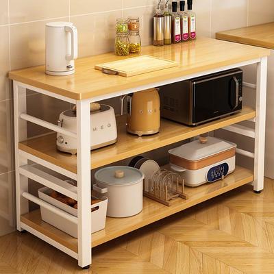厨房置物架家用落地多层工作台切菜桌简易备餐桌落地多功能长条桌