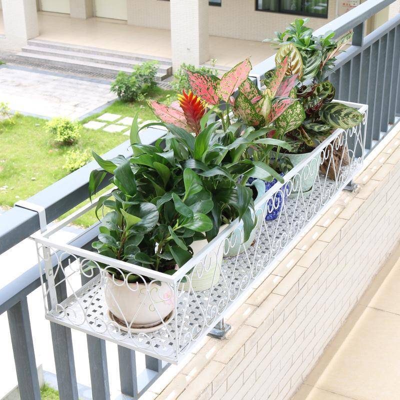 阳台装饰花架置物架铁艺栏杆挂式悬挂架子室内户外架萍润
