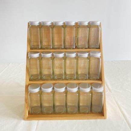 现竹货制房格18厨调料架带调味瓶盖子桌面置物架收纳实木展NZ489