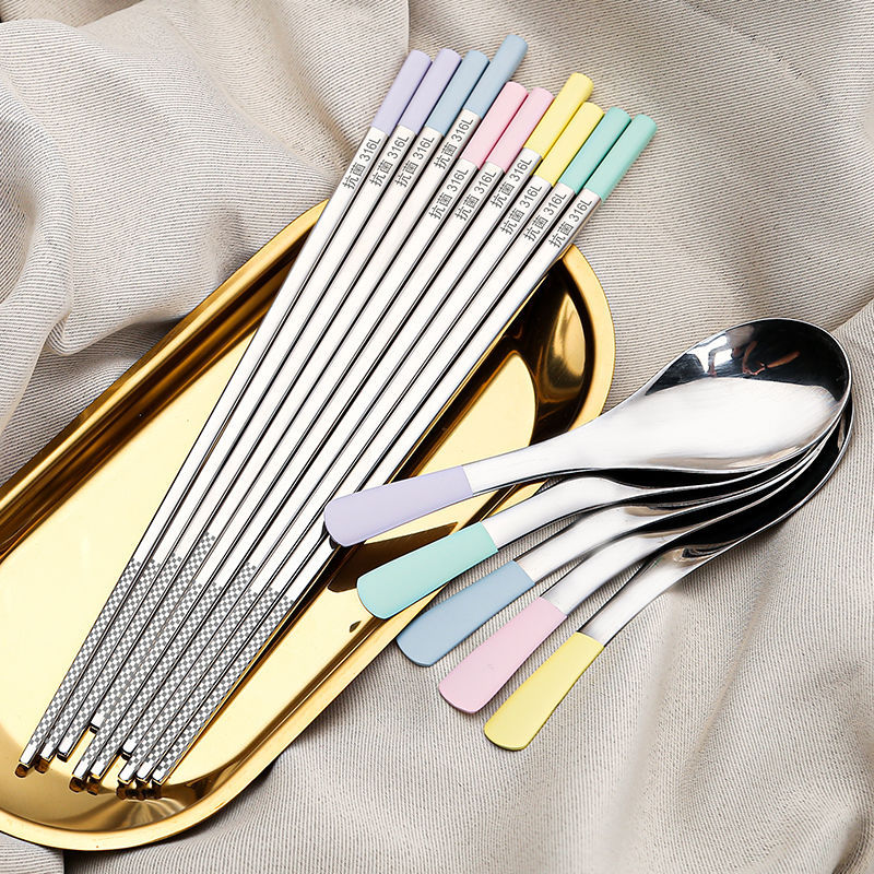 316不锈钢筷子家用不发霉一人一筷高颜值儿童防滑快子