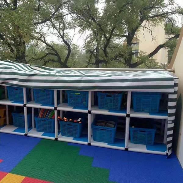 户外童玩具收纳具.幼儿园防雨水儿布收纳架玩柜YOW.塑料柜管道架