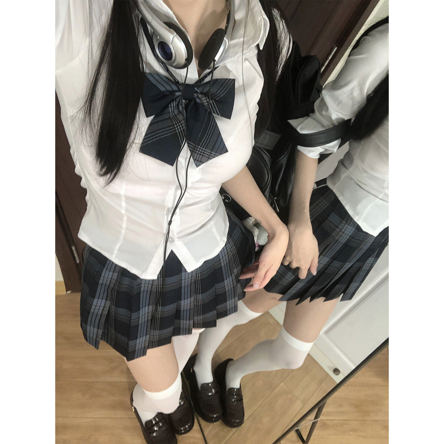 火星JK制服裙高腰百褶半