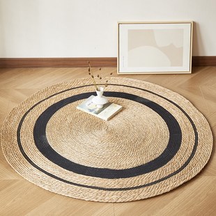蒲草编织地垫草编棉绳圆形地毯民宿茶几垫日式藤编垫子摄影道具