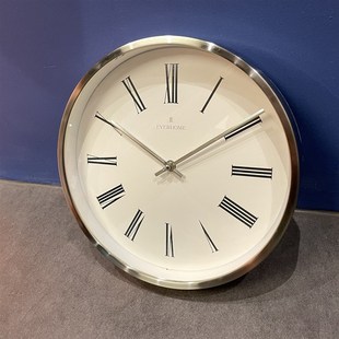 利西亚2022新款圆形挂钟 简约金属钟表 客厅装饰 创意挂表