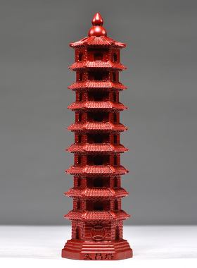红色木质九层文昌塔摆件纯木头13层9层十三层家居W书桌书房工艺品