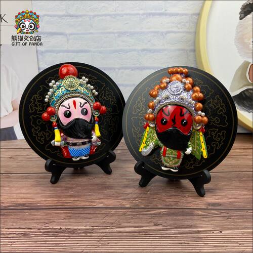 成都特色戏剧文创纪念品中国风三国人物彩塑脸谱摆件摆台家居饰品