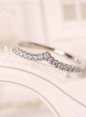 V型小排钻戒群镶结婚戒指锆石叠戴时尚经典百搭对戒排戒闭口女戒