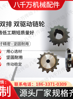 假双排双驱动e链轮08B4分10A5分12A六分16A一寸10-25齿 挂2根链条