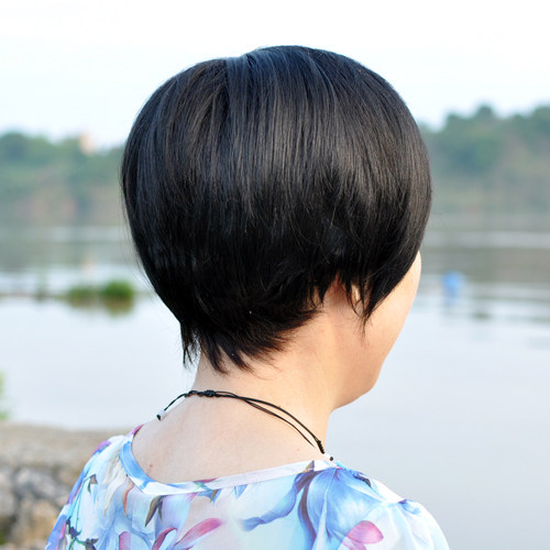 送奶奶假发女短发真人发全头套老年人假头发假发套婆婆光头遮白发