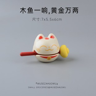 招财猫木鱼桌面摆件可爱解t压玩具圣诞节礼物送男生女生有趣的猫