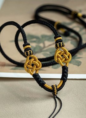 佛牌绳链双钱结八股项链毛衣链挂件配饰长款手工编织民族风百搭