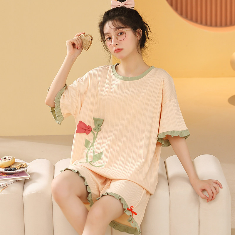 睡衣女士夏季纯棉韩版可爱大码短袖两件套装可外穿夏天春秋家居服,女士内衣/男士内衣/家居服,睡衣/家居服套装,淘宝优惠券,粉丝福利购,淘宝优惠卷
