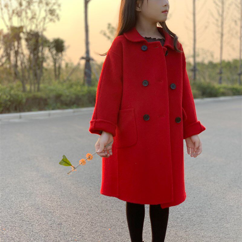 【新品荐】女童男童双面羊绒大衣秋冬韩版洋气儿童双面呢外套