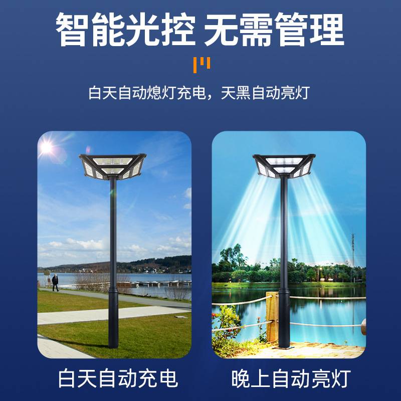 一体化跨境人体感应太阳能路灯 户外LED防水防雷方形庭院灯