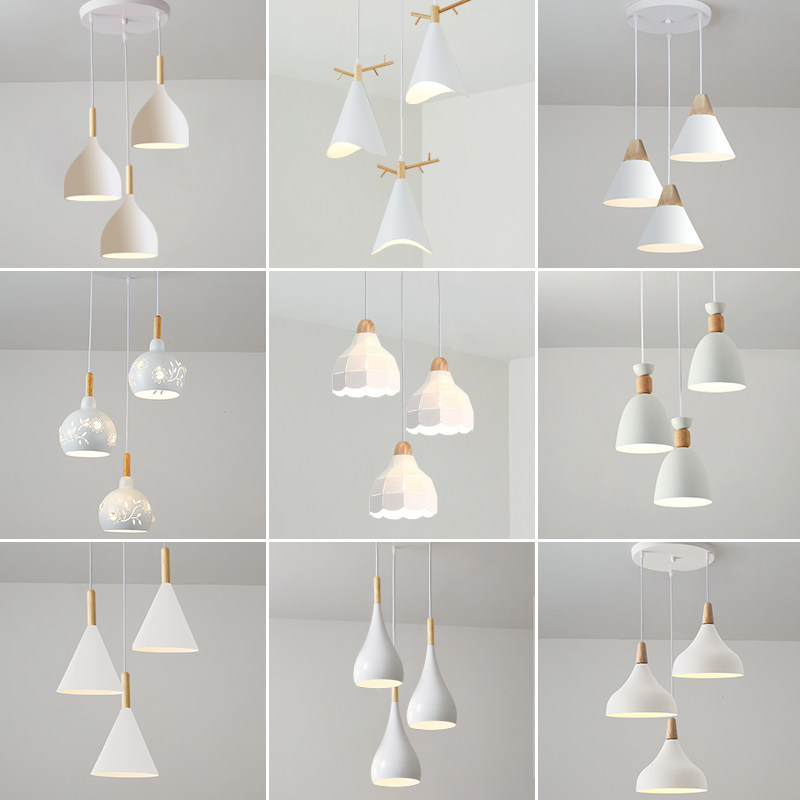 北欧吊灯现代简约直圆盘三头餐厅吧台奶茶店吊灯白色创意个性灯罩,家装灯饰光源,客厅吊灯,淘宝优惠券,粉丝福利购,淘宝优惠卷