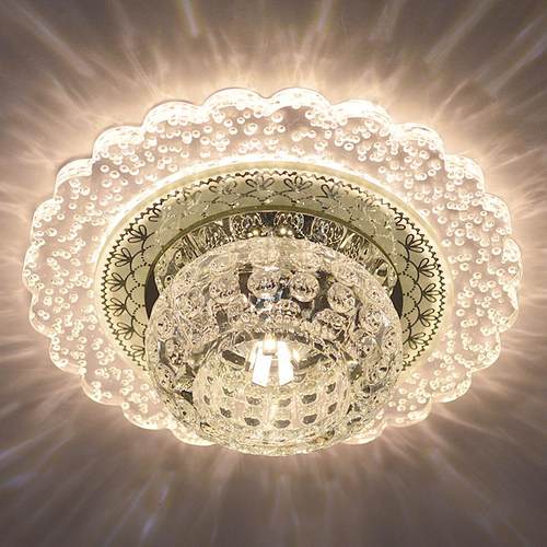 水晶走廊过道灯射灯玄关入户阳台灯走道灯筒灯三色变光灯暗装明