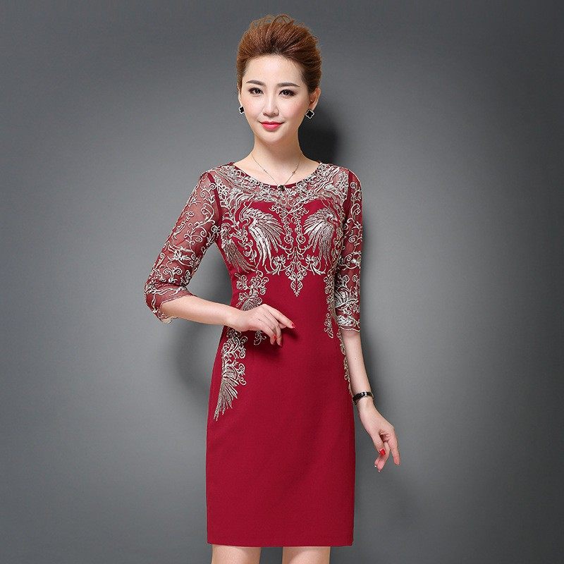 高贵婚礼妈妈装婆婆丈母娘婚宴礼服女旗袍裙40岁中年春秋连衣裙夏