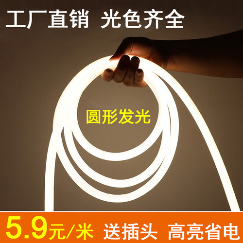 柔性220V圆形高亮霓虹灯带led软灯条客厅家用户外装饰防水线条灯