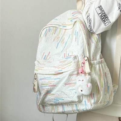 肌理感书包女生大容量高颜值双肩包学生休闲百搭大容量背包电脑包