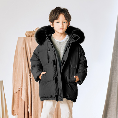 男童羽绒服中长款加厚大毛领2022冬季新品儿童装羽绒服大童21968