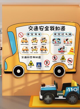 幼儿园环创暑期交k通安全主题文化墙面装饰走廊楼梯背景布置黑板
