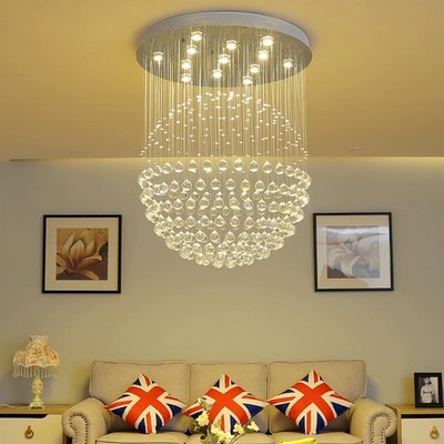 水晶吊灯复式楼圆球过道玄关灯水晶灯客厅现代简约大气餐厅灯卧室