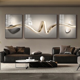轻奢大气玄关晶瓷画简约客厅装饰画三联画沙发背景墙餐厅卧室壁画