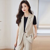 马甲女2024新款 春夏秋季 韩版 黑色西装 背心坎肩休闲外穿马夹职业装