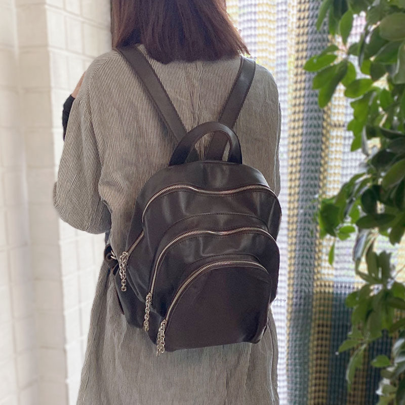 复古学院风单肩双肩两用包女士大容量真皮背包多拉链韩版手提包包