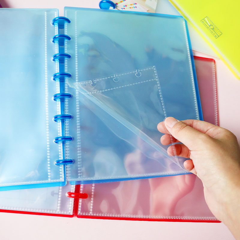 A5蘑菇c孔资料册活页可擦写透明收纳文件夹插页可拆卸儿童作业教